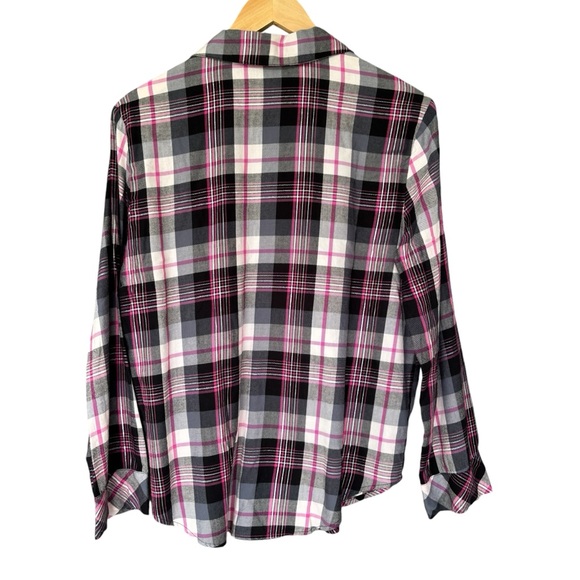 Victoria's Secret Pink/Grey Plaid Flannel Pajama Top XSmall - Picture 7 of 10